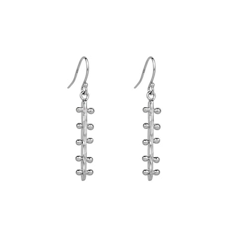 Bar Line Drop Earrings - Silver
