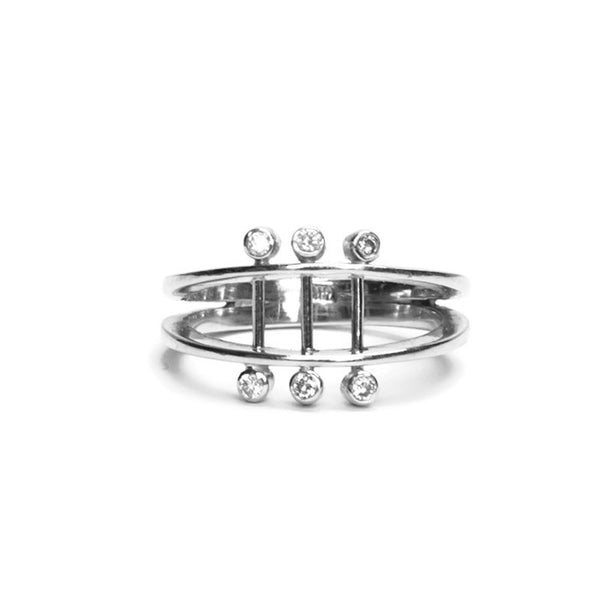 VLM Jewelry Cool White Diamond Sterling Silver Parallel Ring Vanessa Arthur