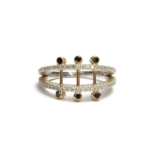 Los Angeles Jewelry Designer Black Diamond Pave Parallel Ring