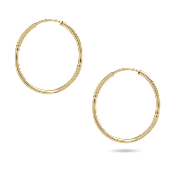 Yellow Gold Filled Continuous Hoops Earrings Made in USA VLM Jewelry Los Angeles