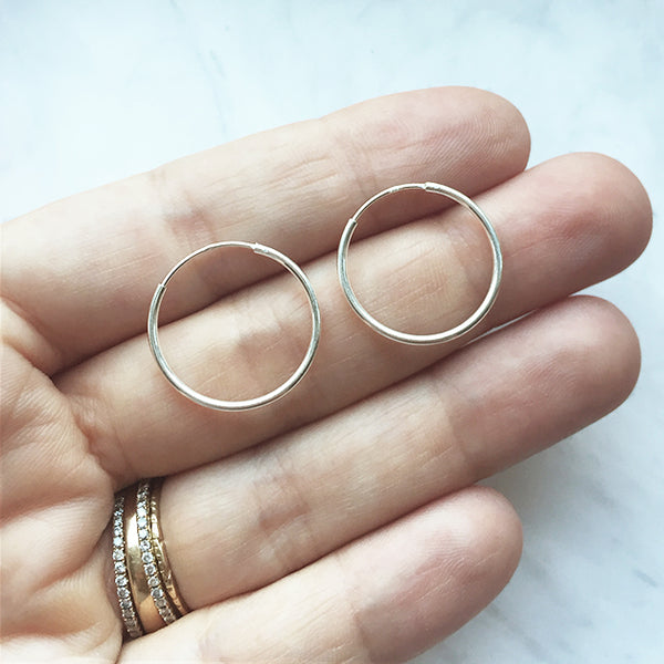 Sterling Silver Continuous Hoops Earrings Made in USA VLM Jewelry Ventura Los Angeles