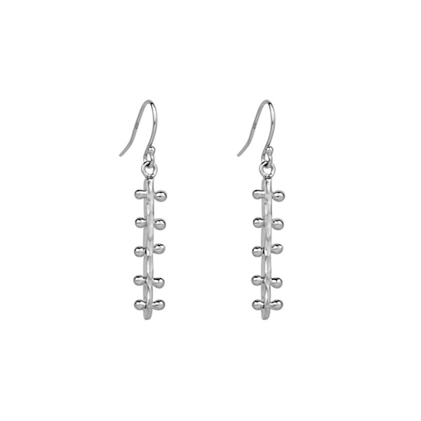 Bar Line Drop Earrings - Silver