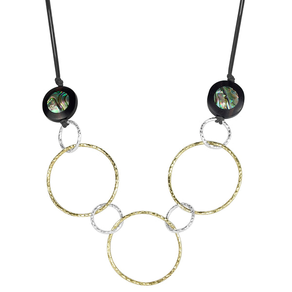 vlmjewelry.com | Two Tone Trinity Necklace | Ebony Abalone Inlay | Handmade in Los Angeles