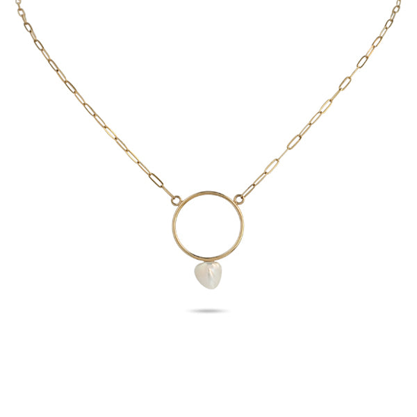 RHYTHM | FRESHWATER | KESHI | PEARL | NECKLACE | WITH | DAINTY | PAPERCLIP | GOLD | FILLED | CHAIN