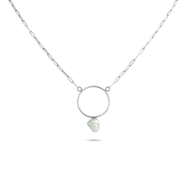 RHYTHM | FRESHWATER | KESHI | PEARL | NECKLACE | WITH | DAINTY | PAPERCLIP | STERLING | SILVER | CHAIN
