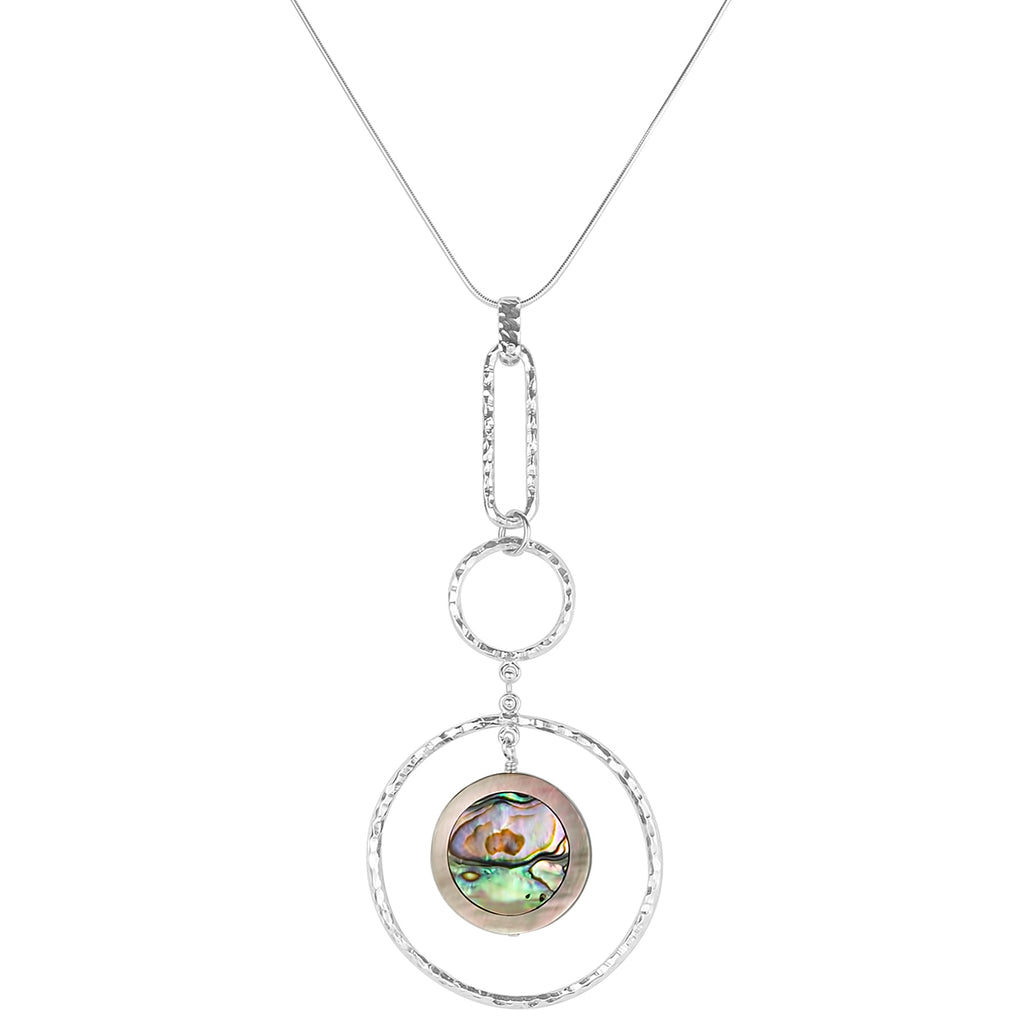 vlmjewelry.com | Sterling Silver Goddess Necklace | Abalone Shell Inlay | Handmade in Los Angeles
