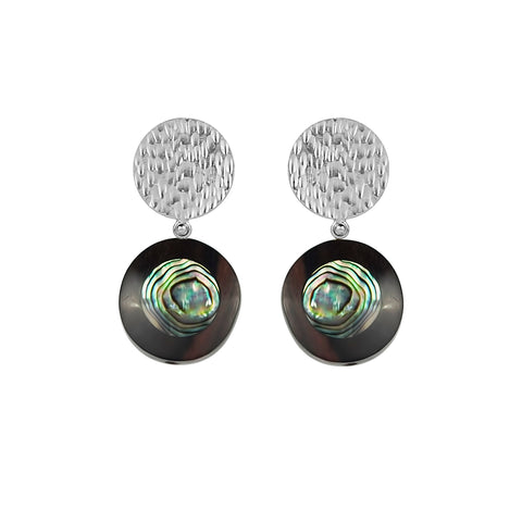 vlmjewelry.com | Silver Denarii Abalone Coin Earrings | Atmosphaera Collection | Handmade Jewelry
