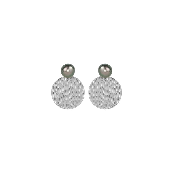 vlmjewelry.com | Silver Tahitian Pearl Hera Coin Earrings | Atmosphaera Collection | Handmade Jewelry