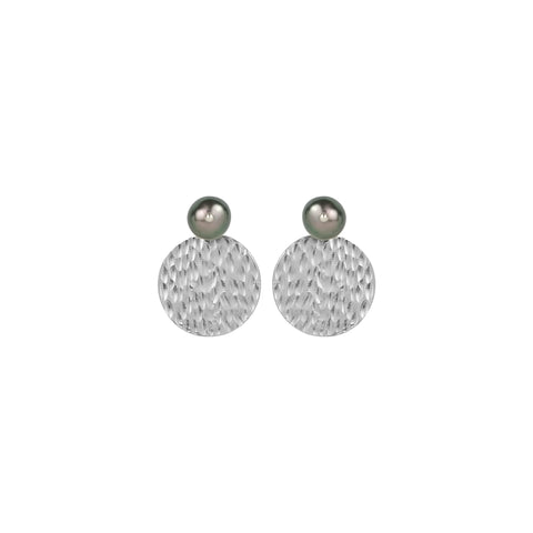vlmjewelry.com | Silver Tahitian Pearl Hera Coin Earrings | Atmosphaera Collection | Handmade Jewelry
