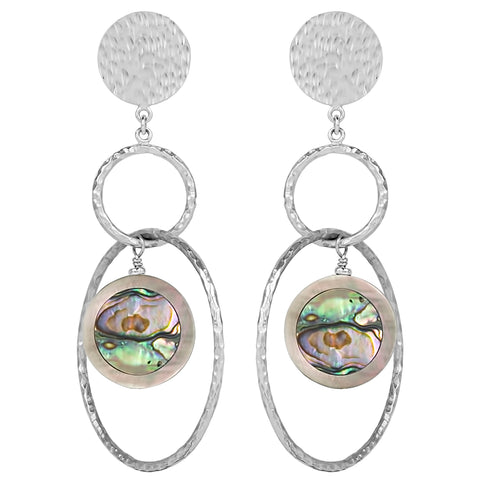 vlmjewelry.com | Silver Venus Abalone Hoop Earrings | Atmosphaera Collection | Handmade Jewelry