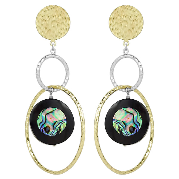 vlmjewelry.com | Two Tone Venus Abalone Ebony Hoop Earrings | Atmosphaera Collection | Handmade Jewelry