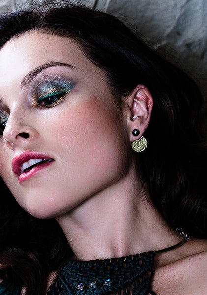 vlmjewelry.com | Gold Tahitian Pearl Hera Coin Earrings | Atmosphaera Collection | Handmade Jewelry