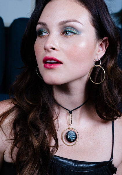 vlmjewelry.com | Sterling Silver Oculus Necklace | Ebony Abalone Inlay | Handmade in Los Angeles