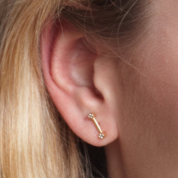 VLM Jewelry Cool 14k Yellow Gold Diamond Bar Studs Earrings Vanessa Arthur