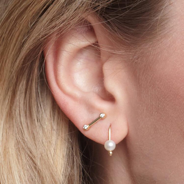 VLM Jewelry Cool 14k Gold Freshwater Pearl Clef Earrings Vanessa Arthur