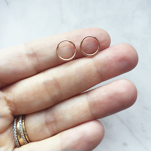FOR SCALE | SEAMLESS | STERLING SILVER | Continuous | Mini | Hoop | Earrings | Made in USA | VLM Jewelry