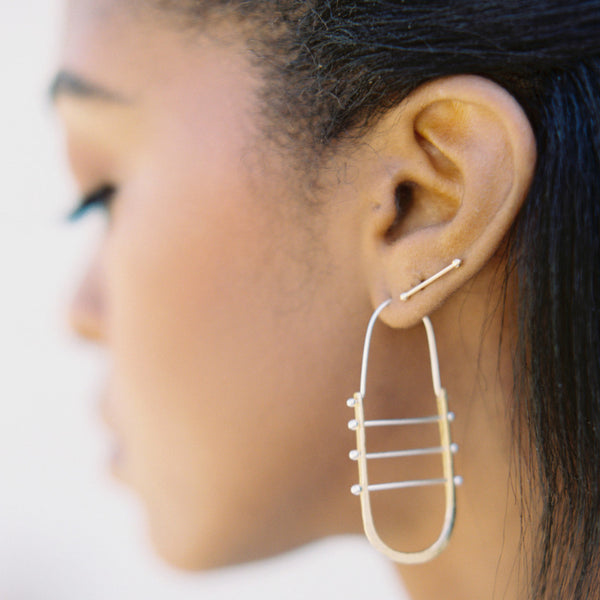 Los Angeles Jewelry Designer Brass Harp Earrings Tessa Thompson Creed II